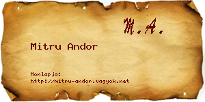 Mitru Andor névjegykártya